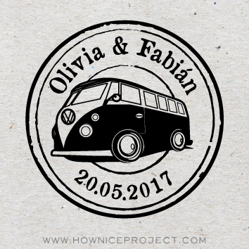 sello personalizado boda caravana vintage