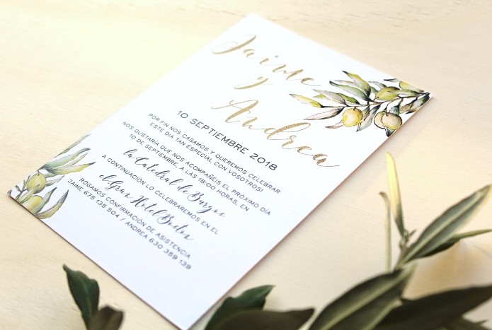 Invitaciones de boda - Ramas de olivo en acuarela | How Nice Project
