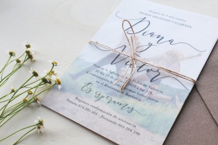 invitación de boda con papel vegetal