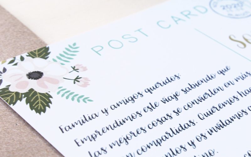 invitación de boda carta postal